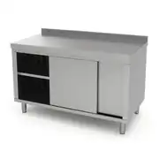 Paslanmaz Dolaplı Çalışma Tezgahı – Ara Raflı (60 cm Derinlik, 430 Kalite)