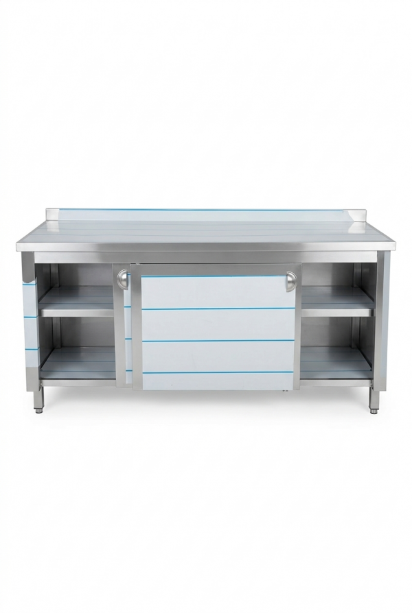 Paslanmaz Çalışma Tezgahı - Sürgü Kapaklı